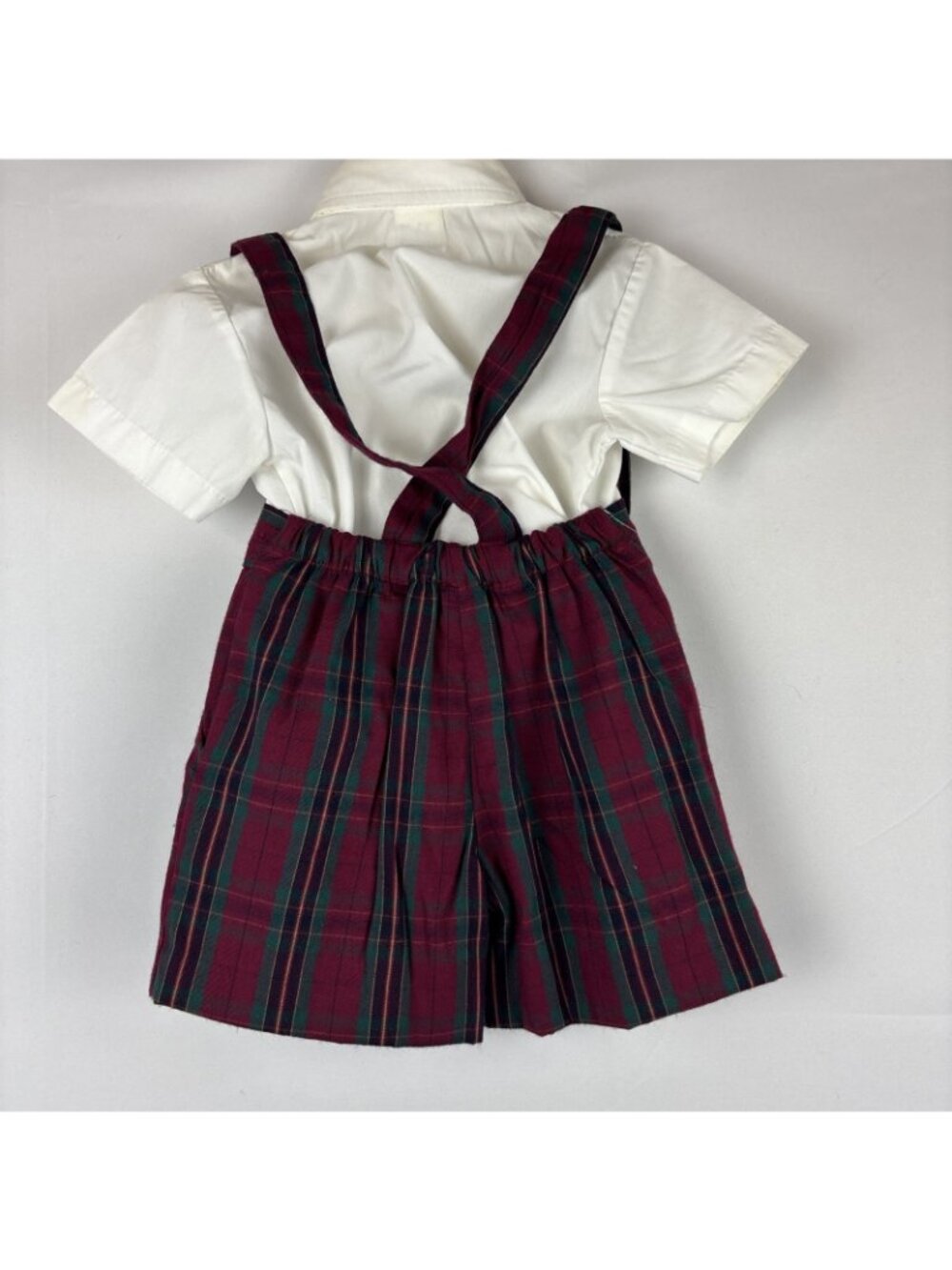 VTG Baby Boy Overall Short Set Sz 2T Plaid Jockey Horse - Picture 4 of 5